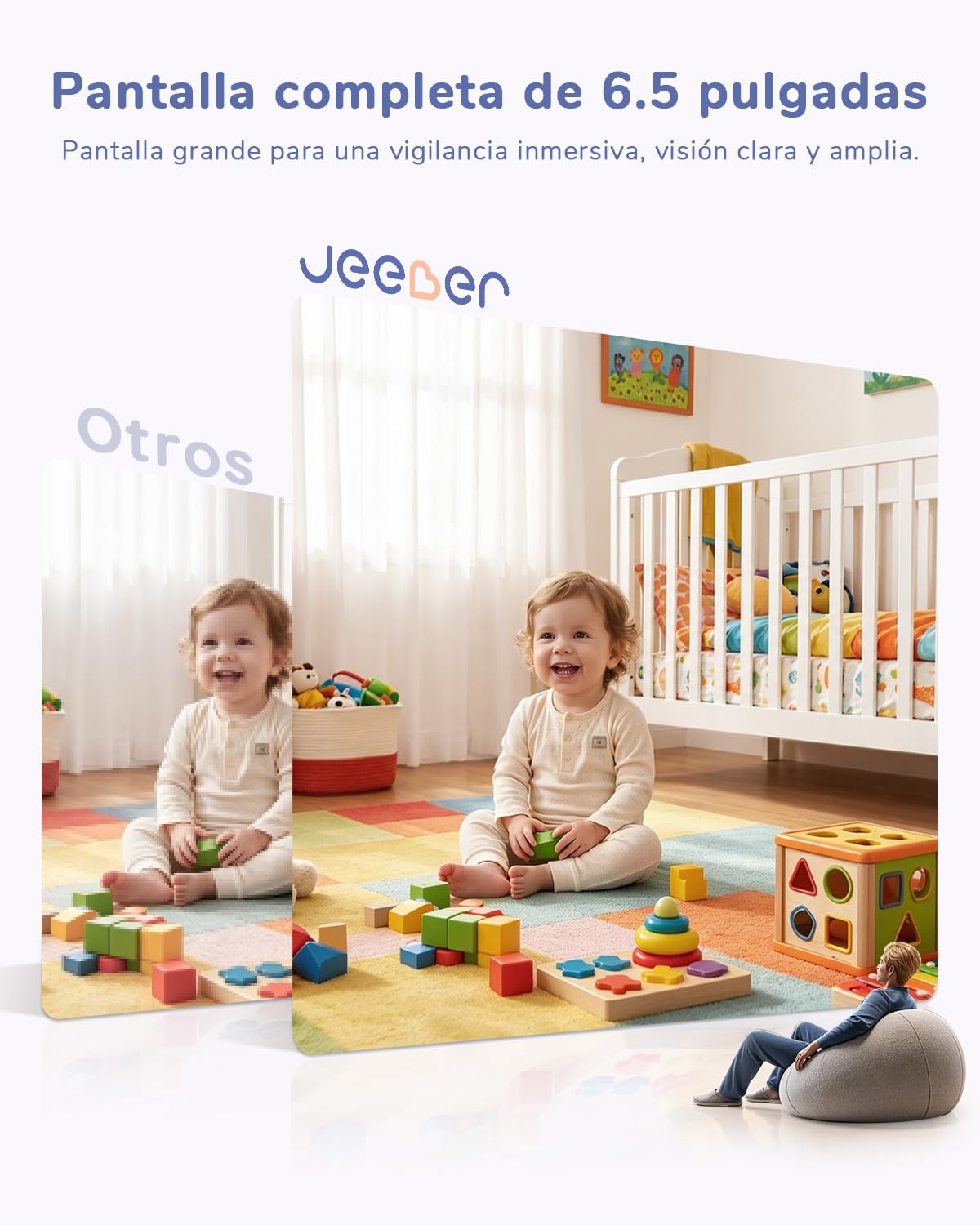 6,5'' 2.5K tactil Camara Vigilancia Bebe con Camara 4MP PTZ y App