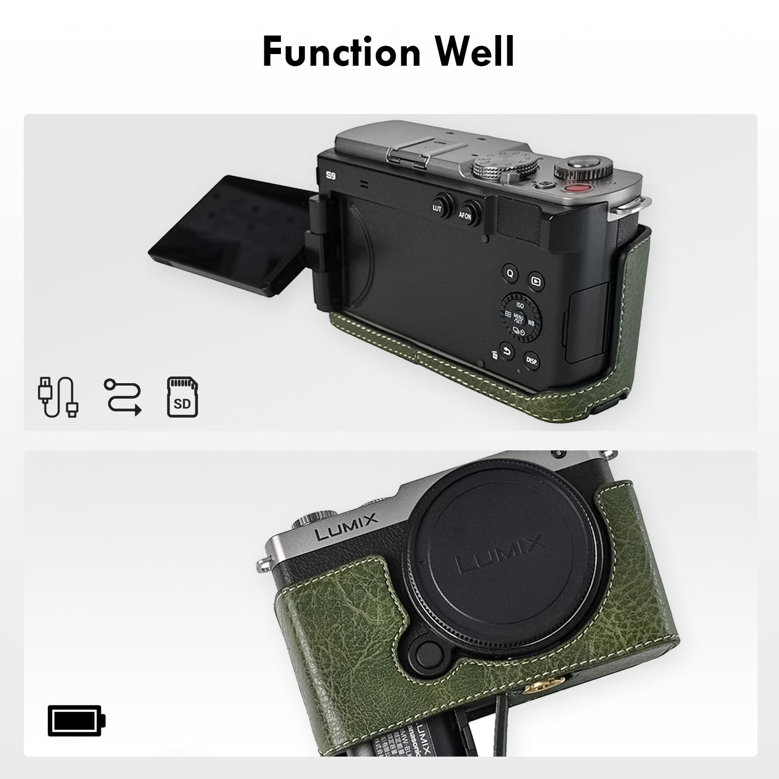 VOVMOEYA Protective Camera Case for Panasonic LUMIX DC-S9, Half Case with Soft Microfiber Inner - Image 4
