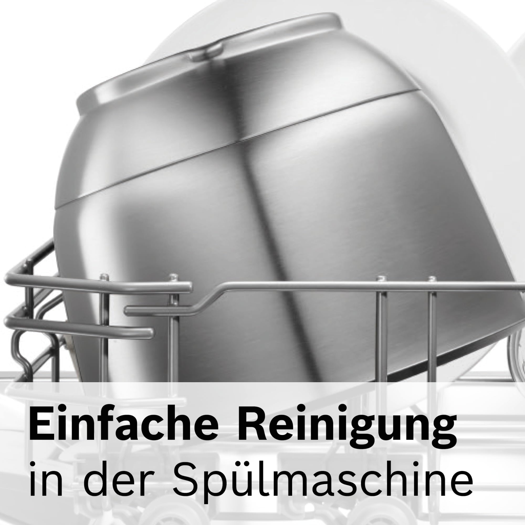 Bosch Edelstahl-Rührschüssel MUZ5ER2, Zubehör passend für Küchenmaschine Serie 4, 3,9 Liter, max. Teigmenge 2,7 kg, geschmacksneutral, spülmaschinenfest