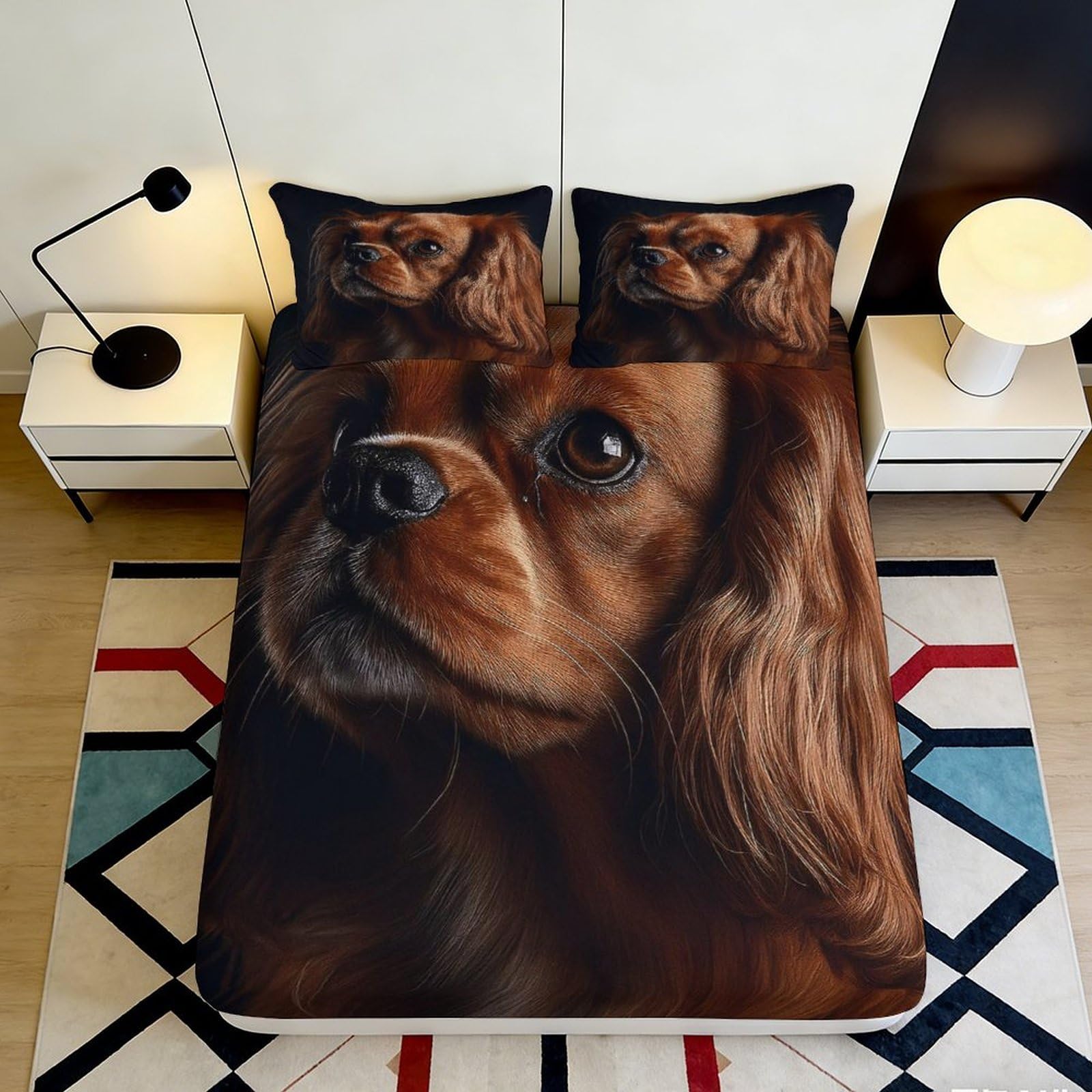 K1r3d9e5 Style-6 3D Printed Brown Dog Portrait Fitted Sheet Microfiber Soft Bed Cover For Bedroom Guest Room Mattress Protection Decor 90X200x25cm