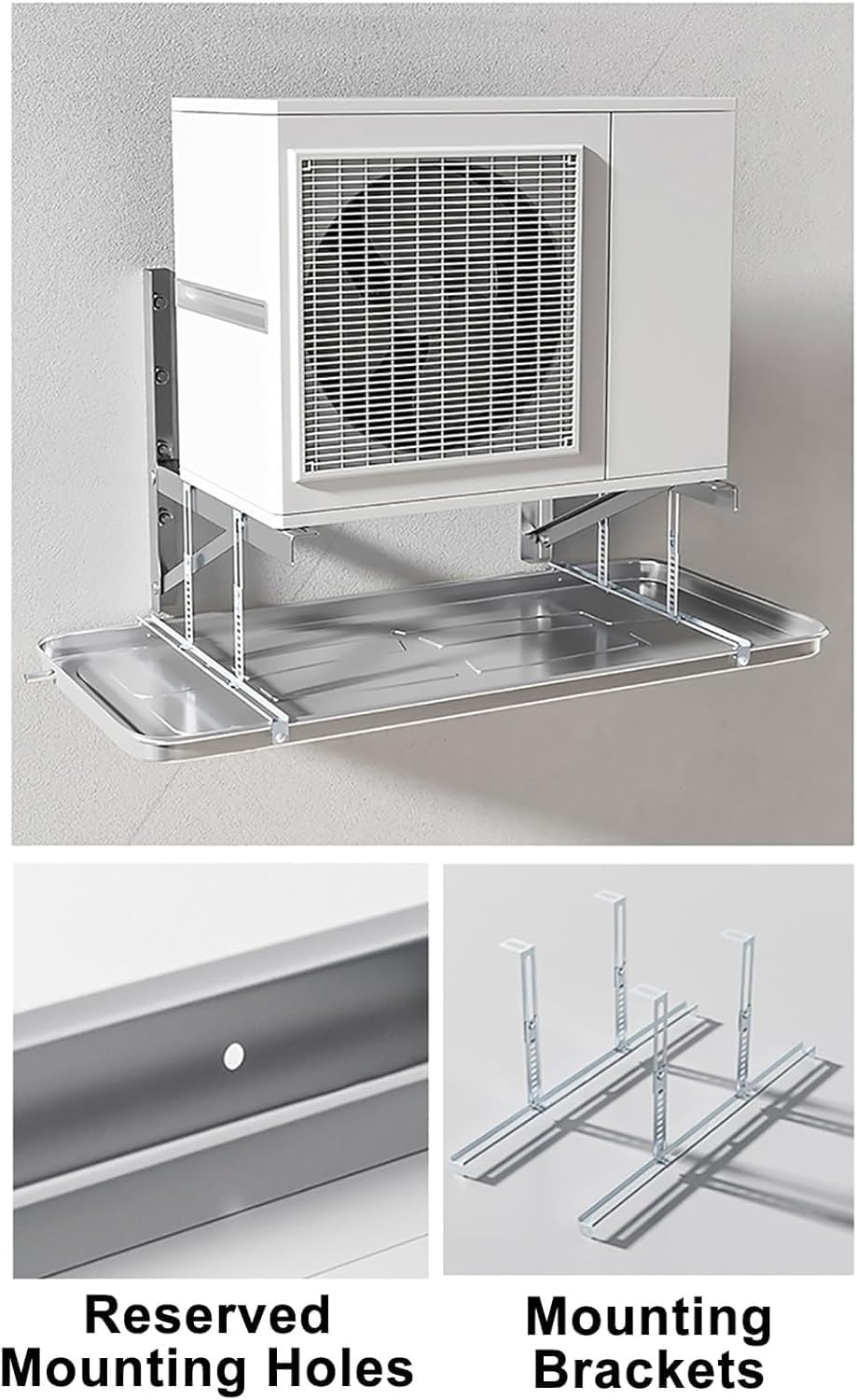 Stainless Steel Portable Air Conditioner Drip Pan - Condensate Drain Pan with Fitting Kit for Window and Mini Split AC Units - Prevents Water Damage, Easy Installation,33x15in