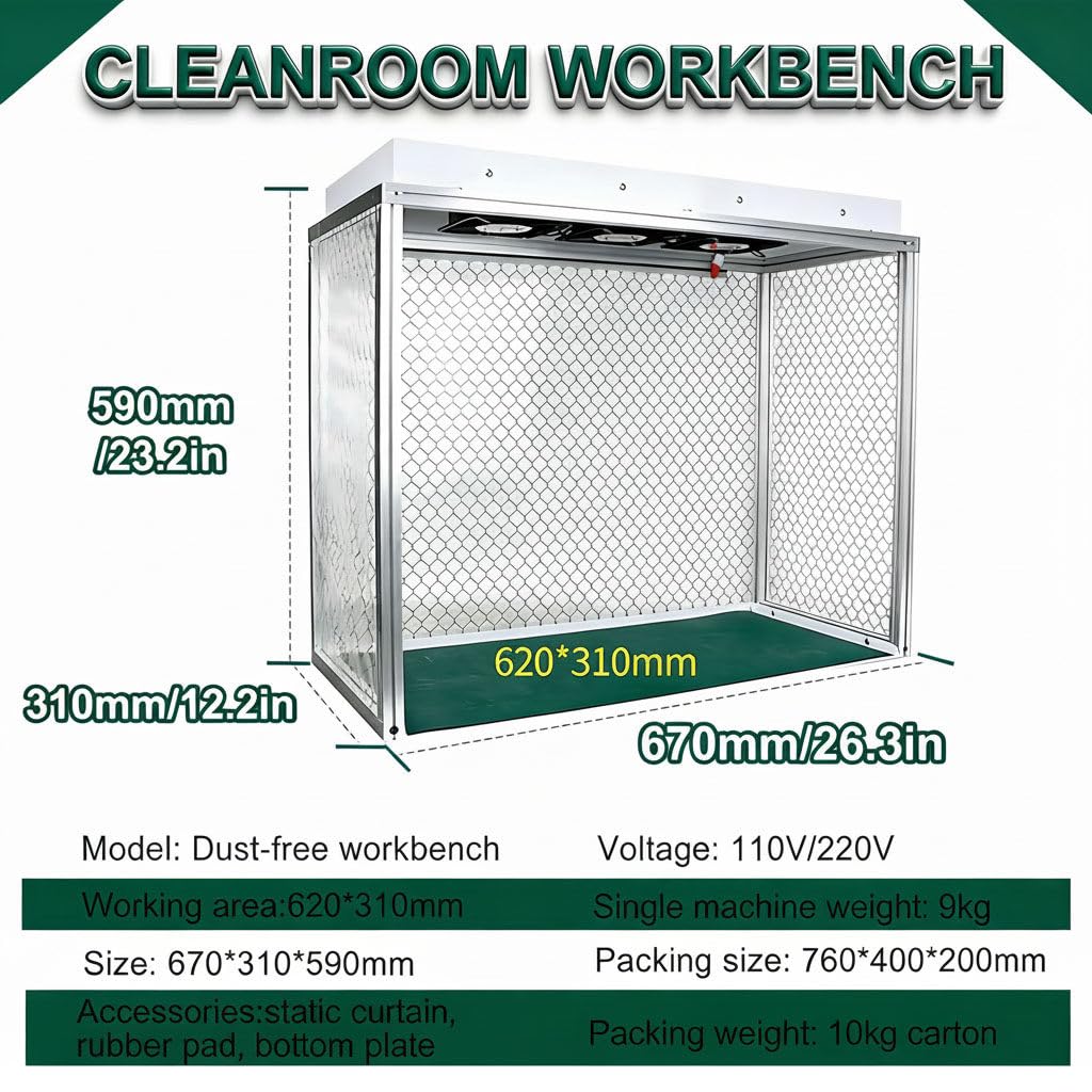 Cabina Flujo Laminar Vertical para Micología, con Flujo De Aire Y Filtro Hepa para Laboratorios Clase 100/Iso 5, Bajo Nivel Ruido para Reparación Y Taller Pantallas LCD Teléfonos Móviles