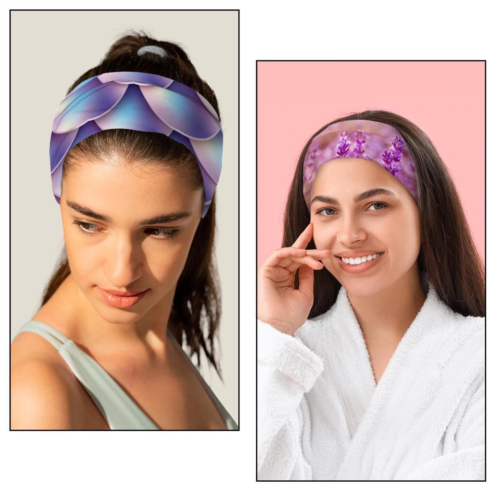 Lot de 6 bandeaux larges pour femme, hérissons, glands, feuilles d'érable, champignons, turban antidérapant, bandeau élastique pour cheveux, yoga, transpiration, sport