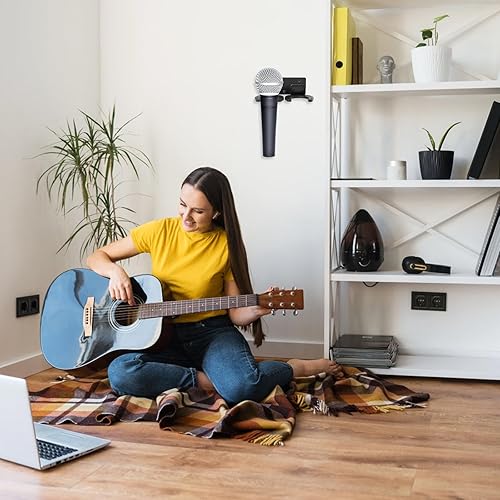 Miniatura 7 de BESPORTBLE Wall-mounted Metal Microphone Holder Stand Space-saving Mic Mount with Double Hooks for Conference Rooms Ktv Church and Home Use