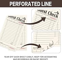 Vista 4 de Libros de cheques de invitados para servidores, bloc de notas de servidor, paquete de 6, papel de color natural, bloc de notas para camarera