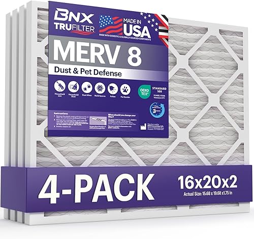 Miniatura 78 de BNX TruFilter - Filtro de aire 14 x 25 x 1 MERV 8, electrostático plisado para defensa contra polvo y mascotas, para aire acondicionado, HVAC