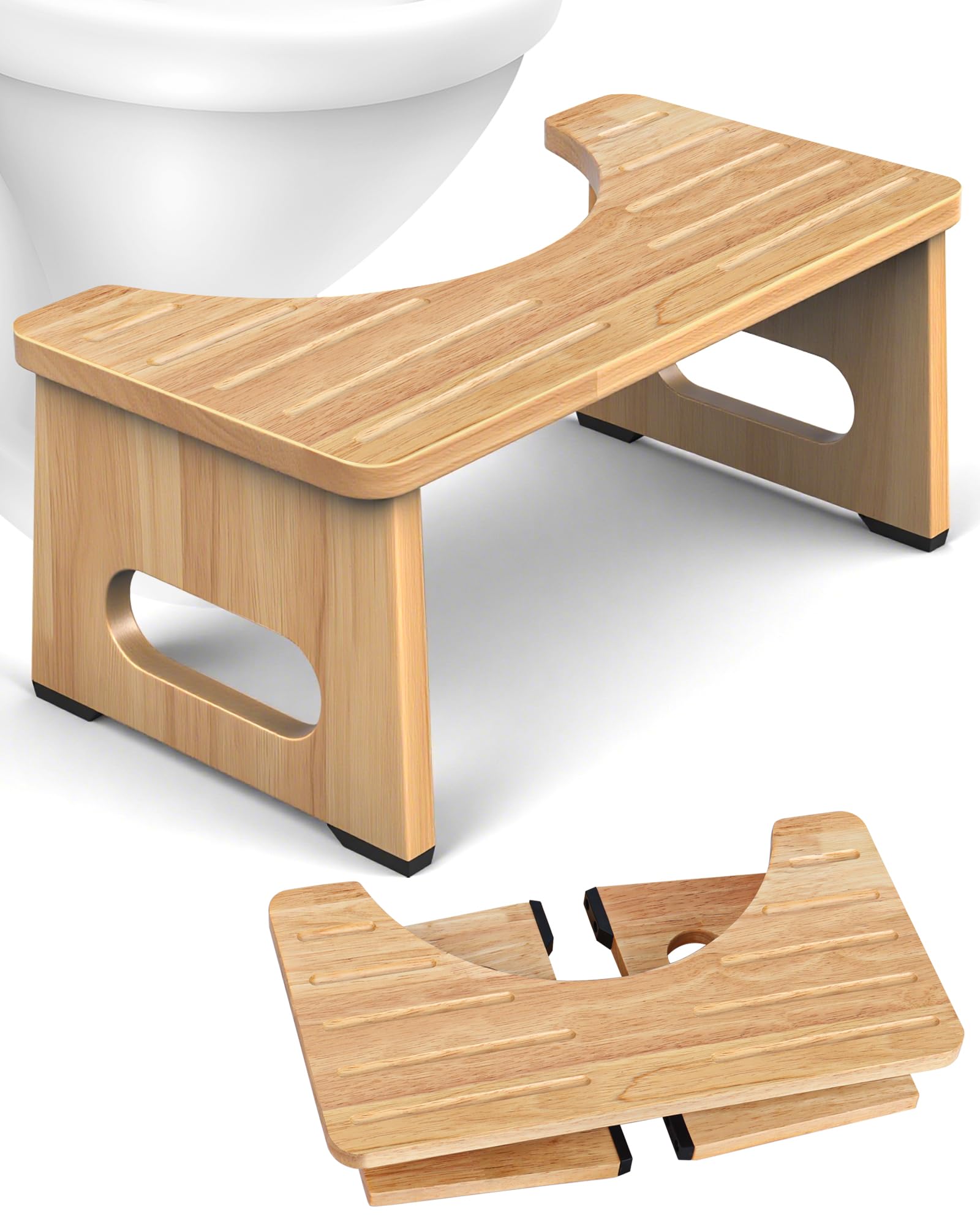 Photo 1 of YOSE Foldable Bamboo Toilet Stool, 7 Inch Poop Stool, Pre?Assembled Squatting Stool for Adults, Non?Slip Sturdy Compact Bathroom Stool, 200lb Capacity for Bathroom Squat Posture