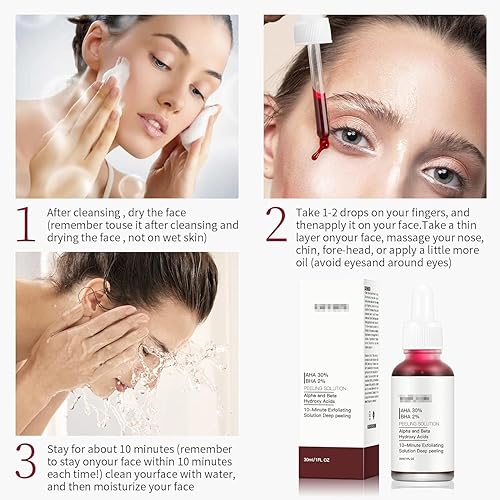 Miniatura 7 de Solución de peeling, Aha Bha Bha Químico Exfoliante para la cara, ácido láctico, exfoliante glicólico, productos para el cuidado de la piel, suero