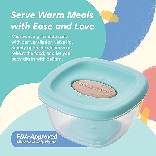 Miniatura 4 de Liname Recipientes de silicona para alimentos para bebés (paquete de 6) Contenedores de almacenamiento de alimentos para bebés con válvula de