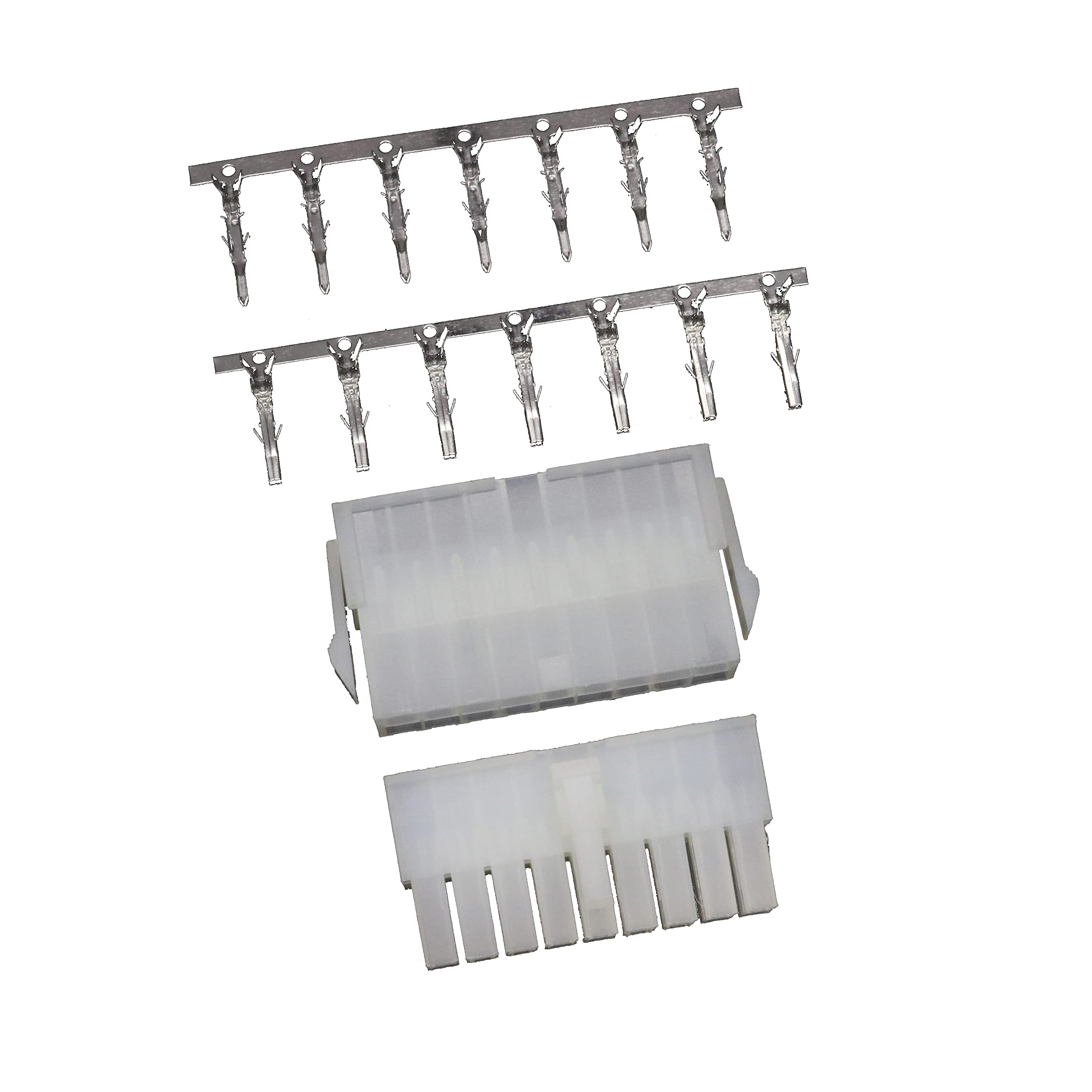 5557/5559 Double Row 4.2mm Translucent 18-pin Wire-to-Wire Crimp Connector Plug + Wire Socket + Crimps, Pack of 20 Compatible With Molex Mini-Fit Jr. — image 1