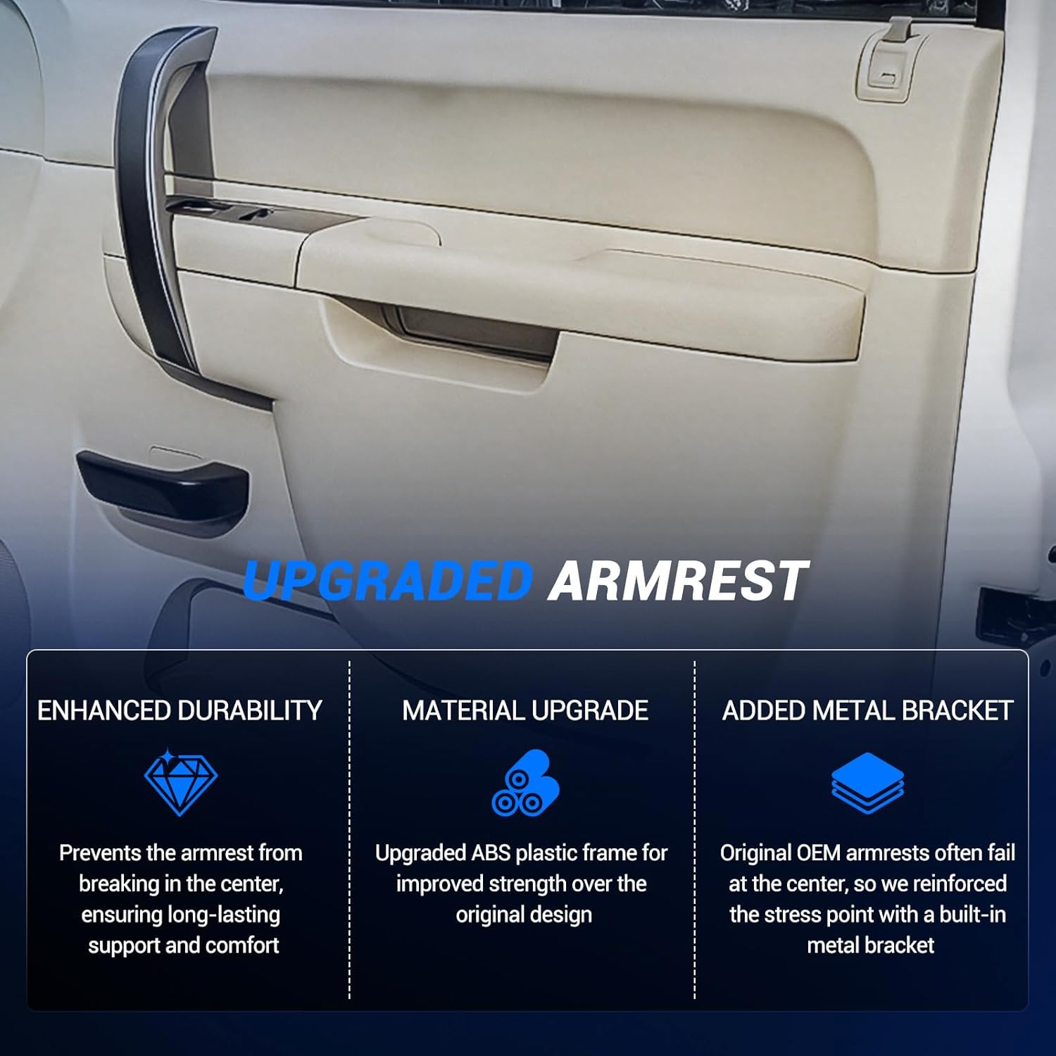 Front Passenger Side Armrest Repair Kit Fit for Chevy Silverado & GMC Sierra 1500 2010-2013, Silverado & GMC Sierra 2500HD 3500HD 2010-2014, Only Fit the Door Handle Below Armrest, Beige 22818472