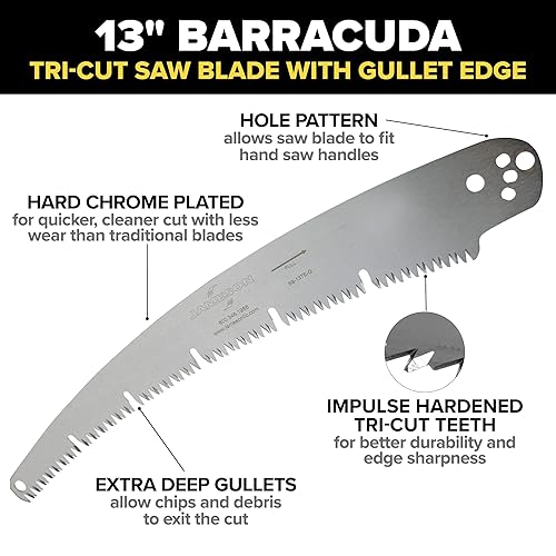 Miniatura 2 de Barracuda Hoja de sierra de corte triple con borde de goleta, 13 pulgadas  Dientes duros cromados, endurecidos por impulso  Se adapta a sierras de