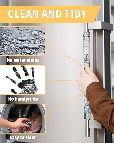 Miniatura 4 de Juego de 2 fundas para manija de puerta de refrigerador de Acción de Gracias, mantiene los electrodomésticos de cocina limpios de manchas, huellas