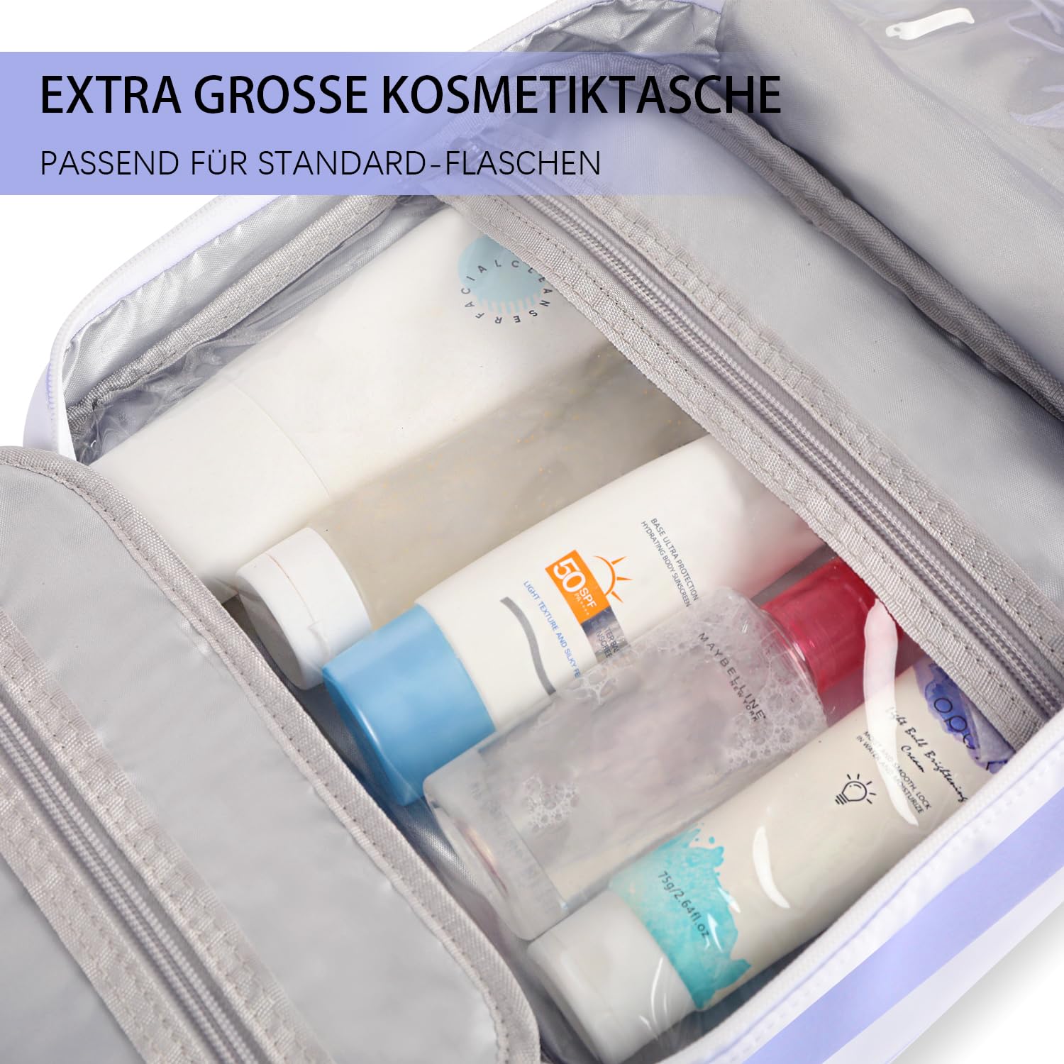 Kulturtasche zum Aufhängen, wasserdichte Kosmetiktasche Damen Toiletry Bag Reise Waschtasche Transparent für Mädchen Kulturtaschen