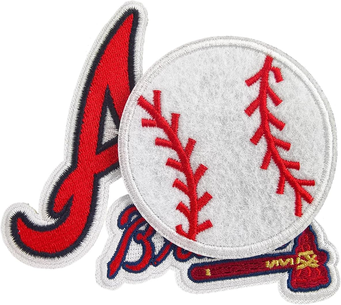 3Psc Atlanta Fans' Favorite Baseball Iron On Patches, for Jacket Backpack Jeans Jacket Woman&Man