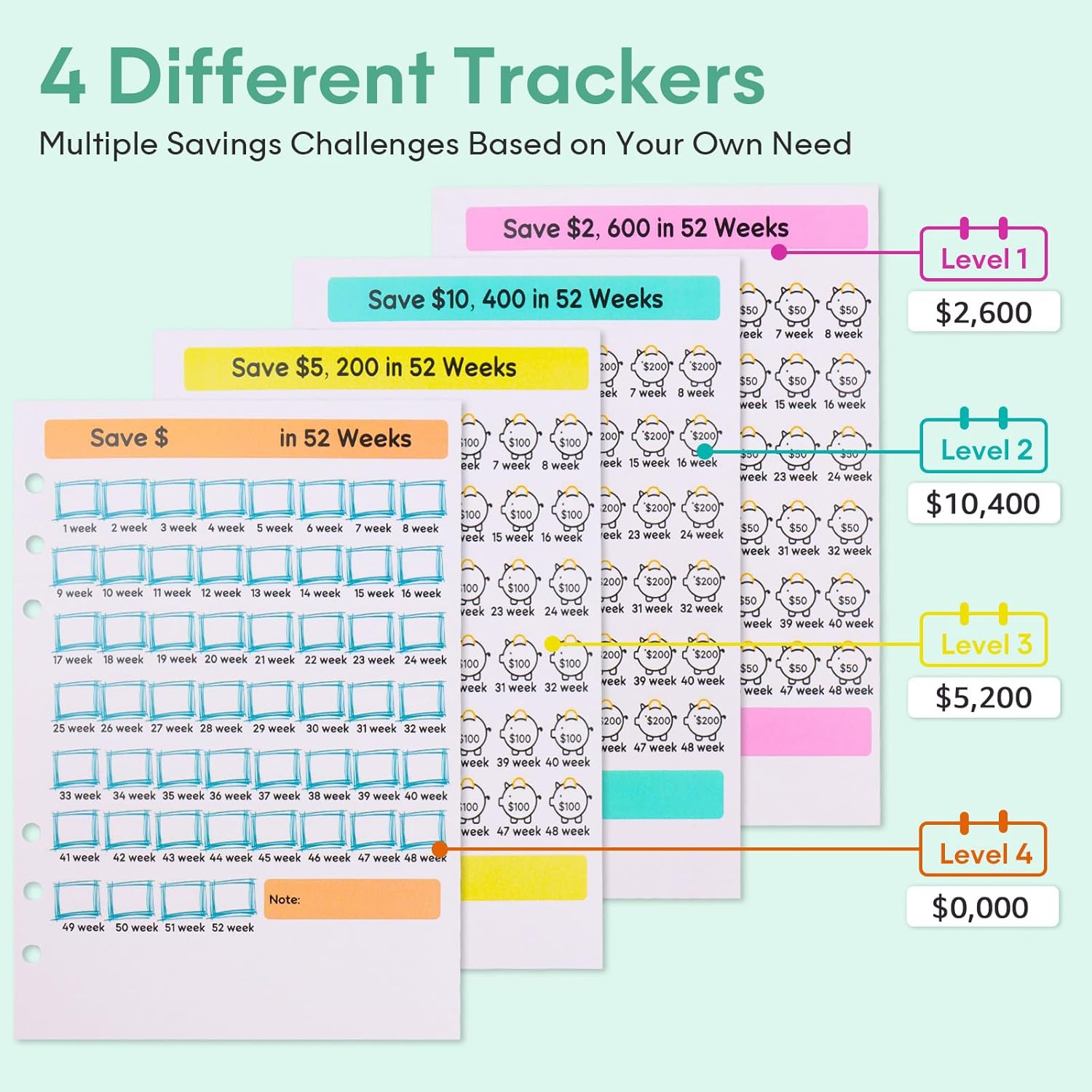 52 Weeks Money Saving Challenge Binder, 3 Challenge Budget Binder A5 with Cash Envelopes,Savings Challenges Book Budget Planner for Budgeting Saving Money Pink