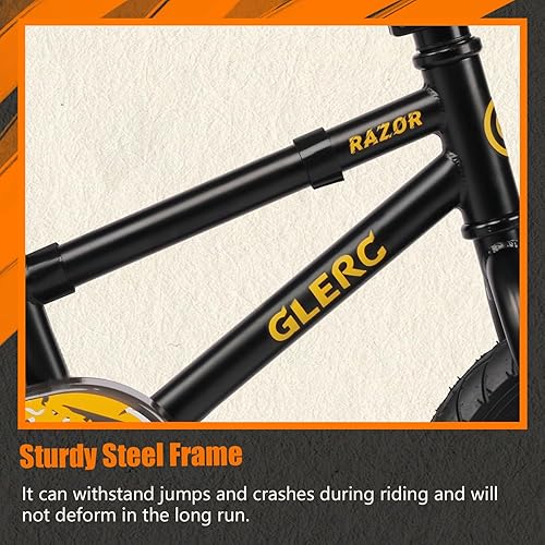Miniatura 9 de Glerc Bicicleta para niños de 1 a 8 años, bicicleta para niños de 12 a 16 pulgadas, estilo BMX, con ruedas de entrenamiento, bicicleta para niños y