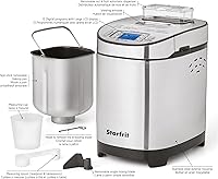 Vista 3 de Starfrit Máquina eléctrica para hacer pan, mocasines de 2 libras, sartén extraíble antiadherente, dispensador automático de tuercas, 13 programas