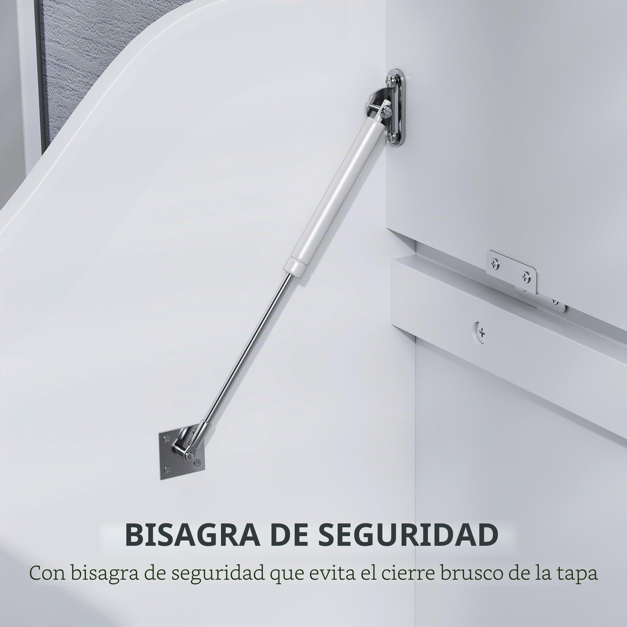 HOMCOM Arcón, Caja de almacenaje, Caja de almacenaje con bisagra de Seguridad, Recorte en Forma de U, Caja de Herramientas con Tapa, para salón, Dormitorio, Blanco, 60 x 38 x 56 cm