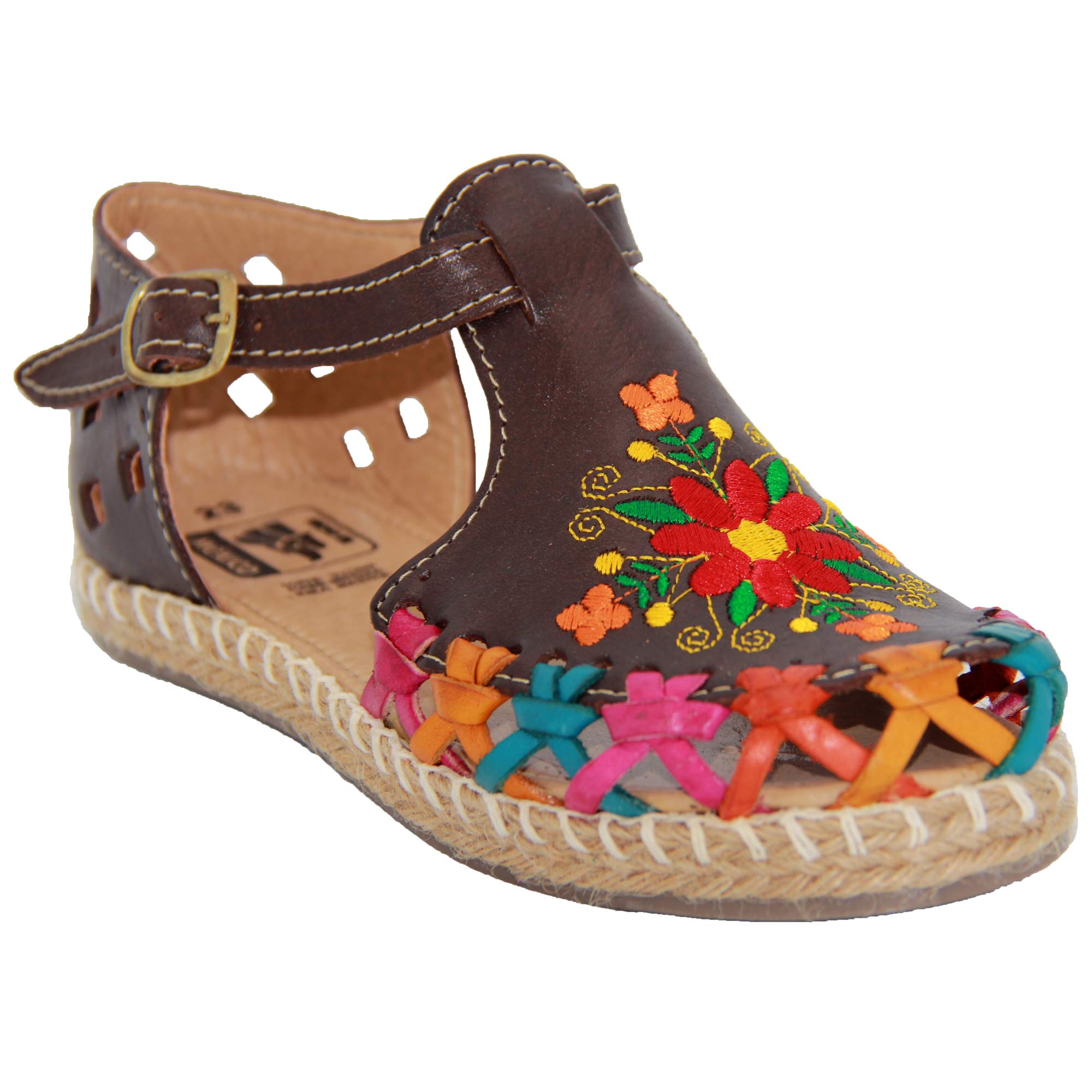 The Western Shops Women’s Floral Espadrille Huarache Sandals, Mexican Leather Huaraches