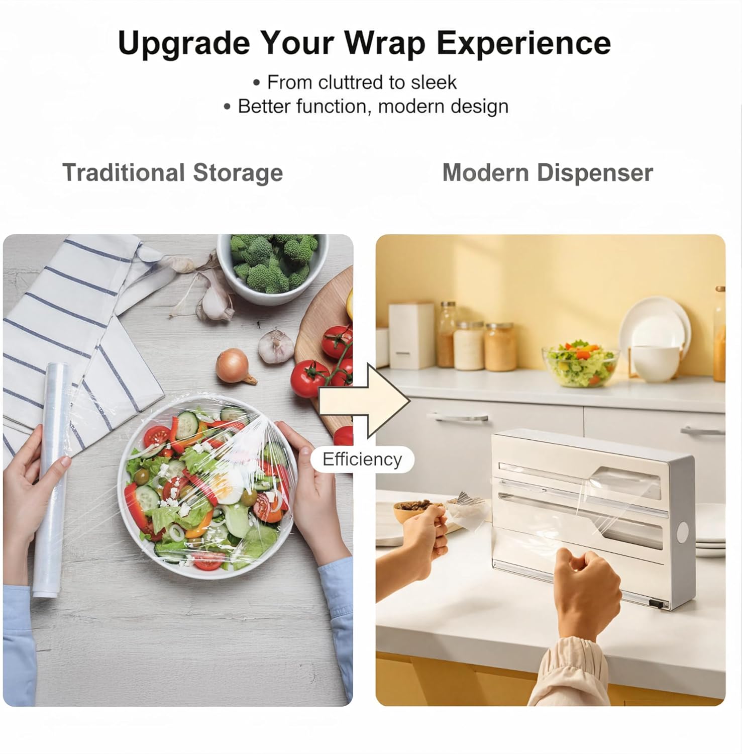 Li & Zhao Plastic Wrap Dispenser with Cutter - 3 in 1 Wrap Organizer with Cutter Foil and Plastic Wrap Organizer Baggie Organizer for Drawer Aluminum Foil Organizer Kitchen Wrap Organizer for 12" Roll - Image 4
