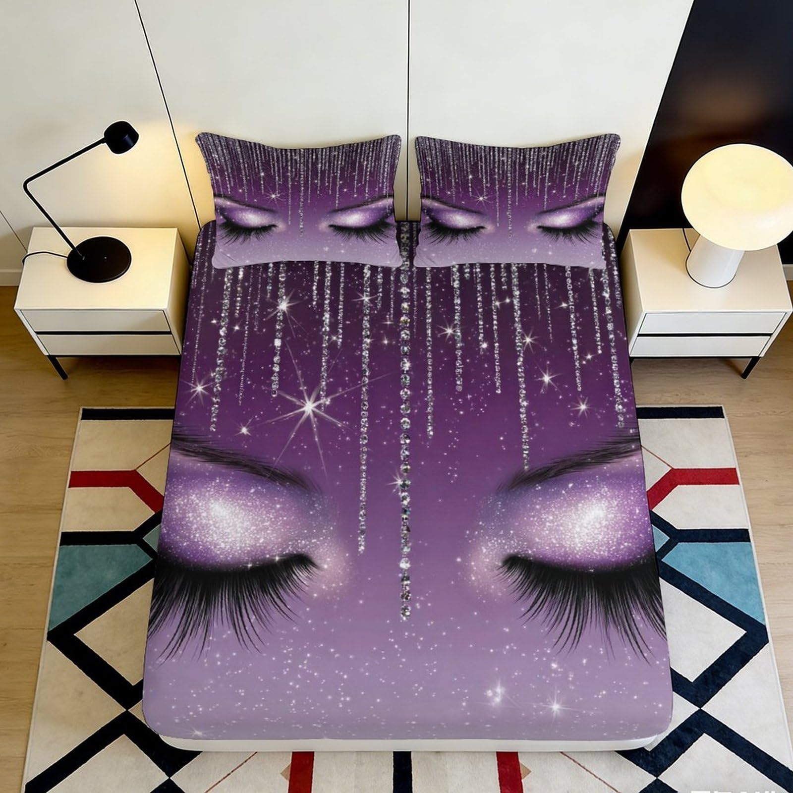 3D Printed Space Astronaut Fitted Sheet Microfiber Deep Pocket Non-Slip Bedding, Universe Theme Mattress Fitted Cover for Adults Bedroom 120x200x25cm