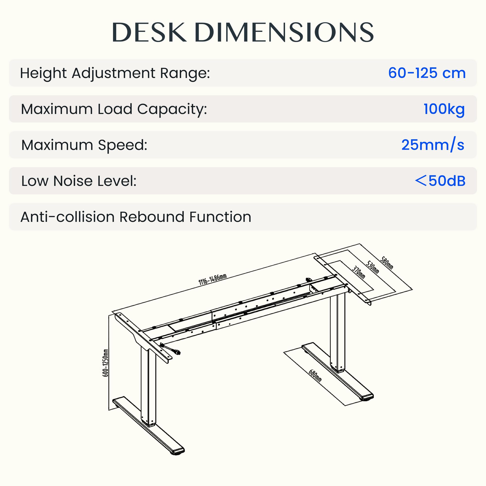 FLEXISPOT Telaio da tavolo regolabile in altezza, doppio motore e gambe a 3 livelli, scrivania regolabile in altezza, telaio con indicatore di altezza LED, 4 spazi di archiviazione e protezione contro