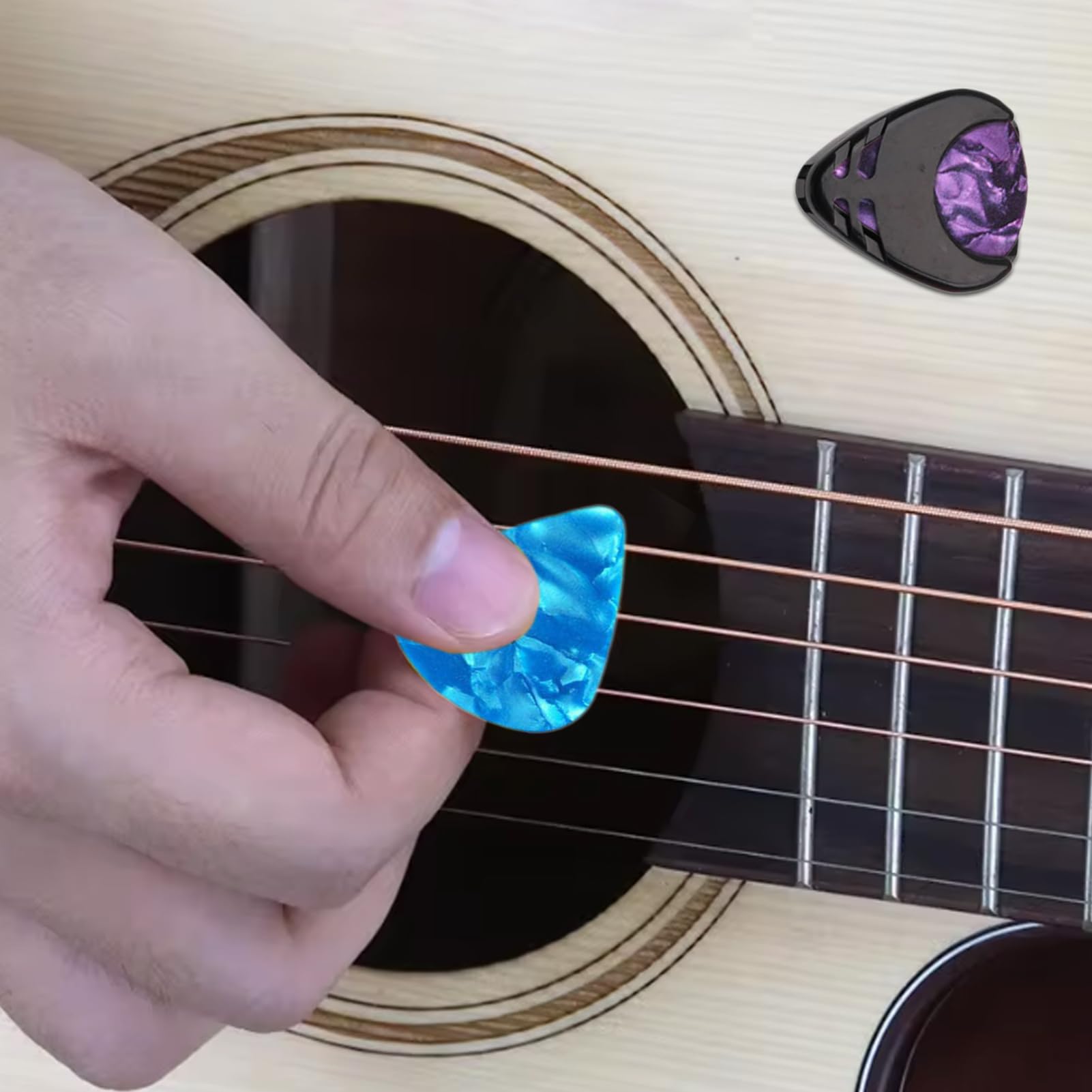 Light Guitar Picks, 0.46mm Plectrums for Ukulele with Adhesive Storage, Thin Durable Material Details with Bright Tone Function, Unique Selling Points, Professional Set for Kids Adults Strumming 11Pcs