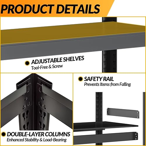 Miniatura 5 de Estantería de metal de 3 niveles, estante de almacenamiento ajustable, estante de almacenamiento resistente para almacén, despensa, armario, cocina,
