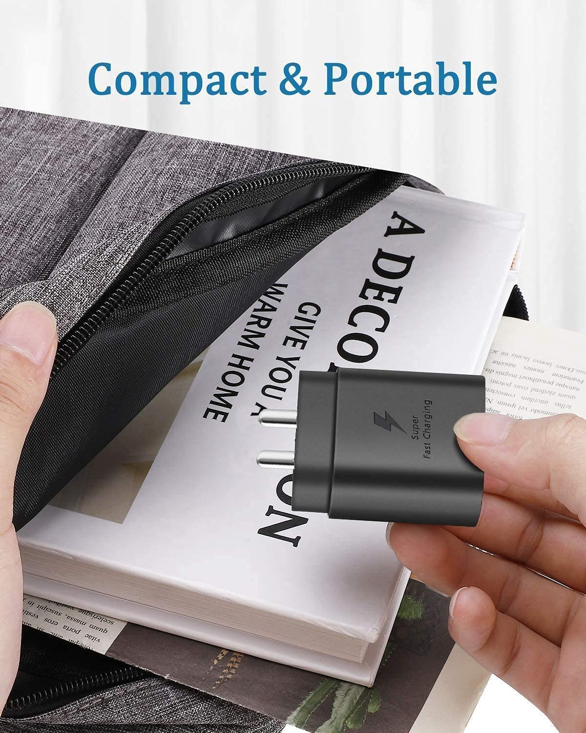 Original 25W Charger Super Fast Charging Charger Adapter Smartphone Charger Compatible for Samsung Galaxy S21/S21+/S21 Ultra/S20/S20+/S20 Ultra/ M51/M42/F23 5G/M53 5G/M52 5G/M33 (Only Adapter)- White