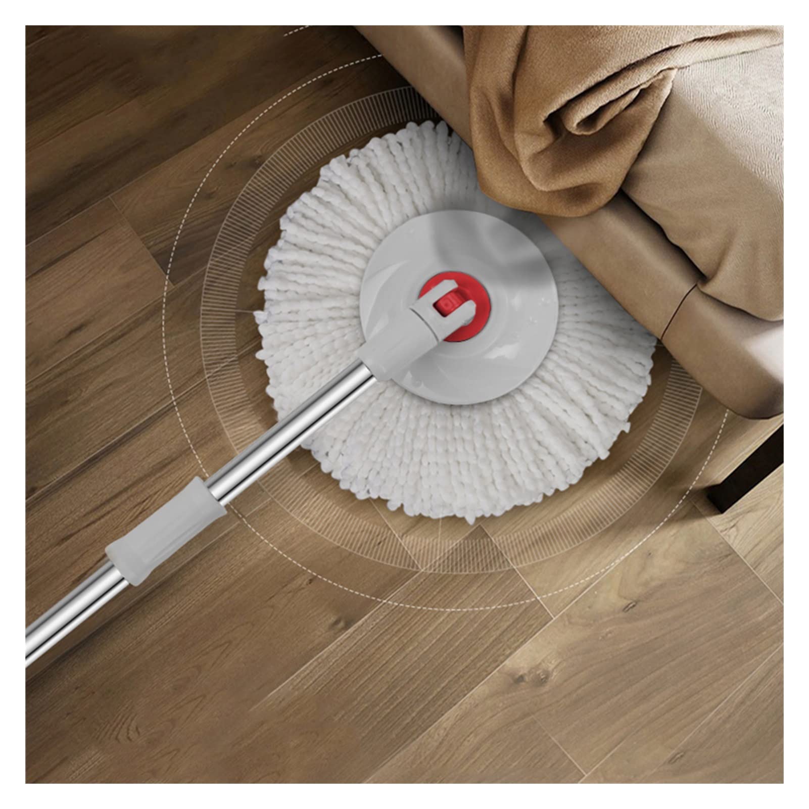 Juego de fregona y Cubo giratorios Sistema de trapeador y Cubo de Giro con 2 Cabezas de Microfibra MOP Auto retorciendo el Cubo de la fregona de Acero Inoxidable Fregonas de Microfibra (Color : B)