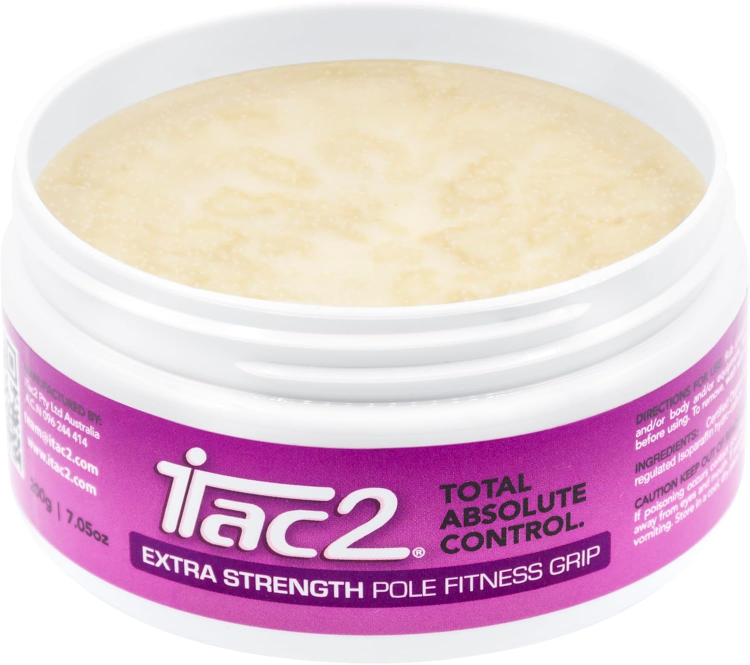 iTac2® Extra Strength Pole Grip (200g / 7.05oz) – Long-Lasting Beeswax Grip Aid for Pole Dancing, Aerial Silks, Fitness & Sports – Natural, Waterproof, Anti-Slip Formula for Dry Hands