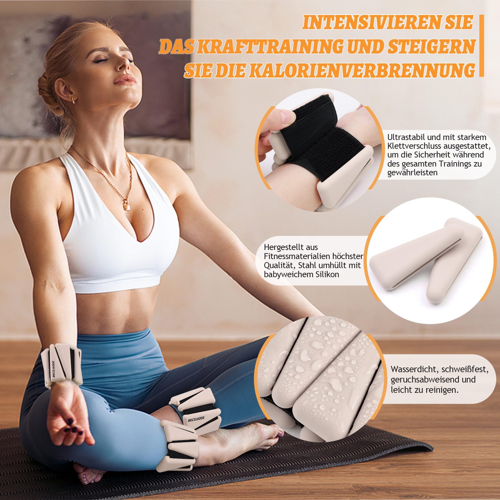 BECOJADDE Ankle Weights Set von 2 (Je 0.45kg / 0.9kg) für Frauen Männer Gewichtsmanschetten für Beine und Arme Adjustable Handgelenk Gewichte for Home Pilates Joggen Walking Workout Yoga
