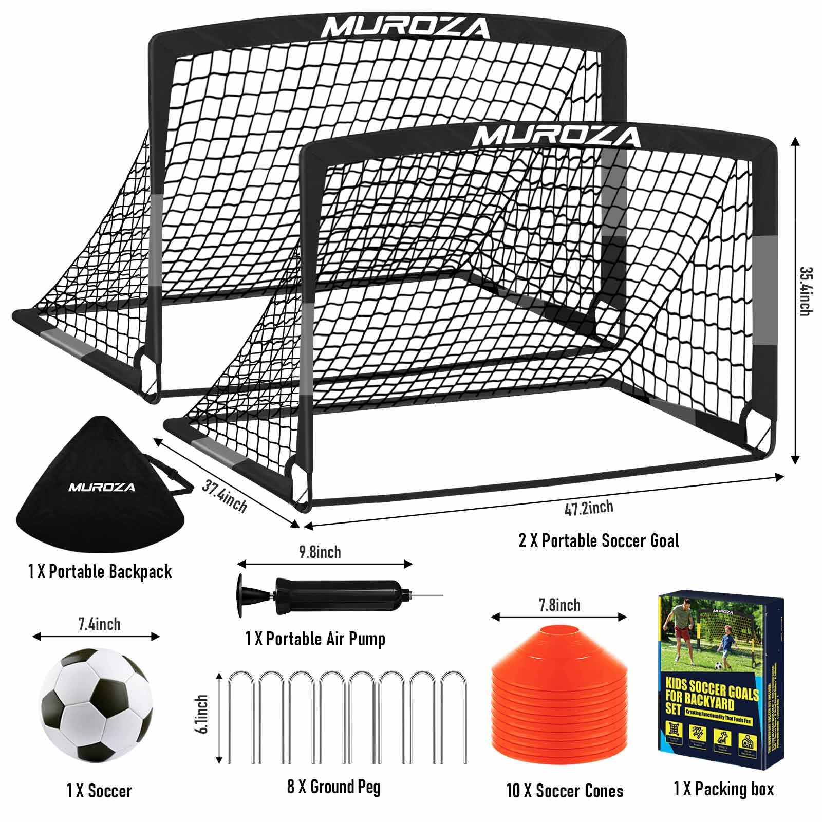 Soccer Goal, Kids Soccer Goals for Backyard Set, Pop Up Soccer Net view 2