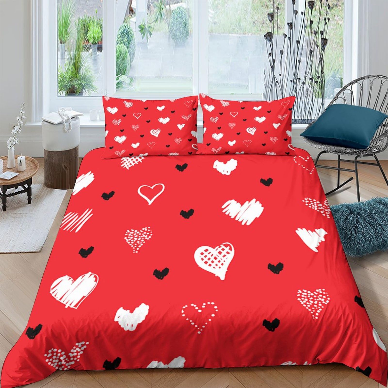 Famille romantique pour adultes et enfants housse couette rouge