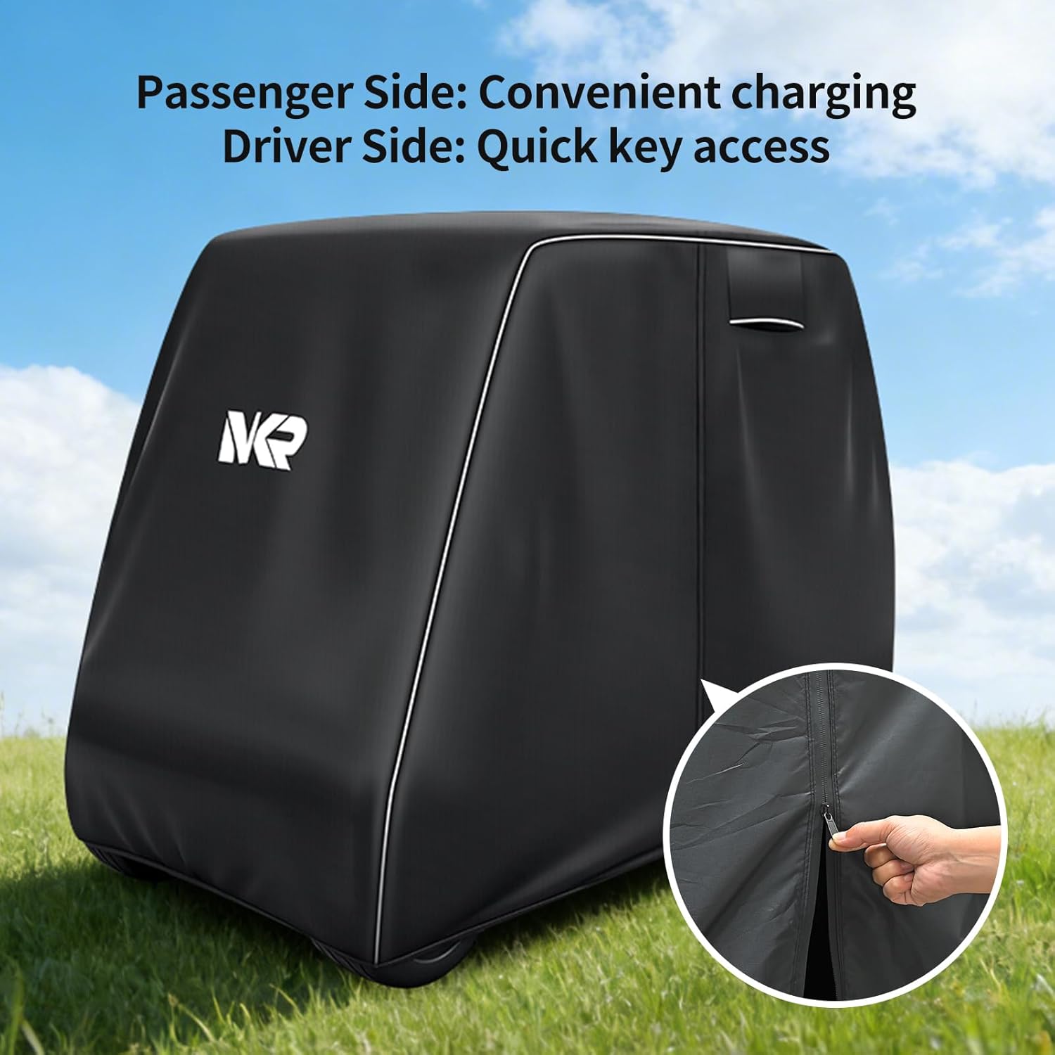 UYA 600D Golf Cart Cover Waterproof Heavy Duty with Reflective Stripes, UV & Windproof, Fits 2/4/6-Passenger Golf Carts, Club Car EZGO Yamaha Cushman