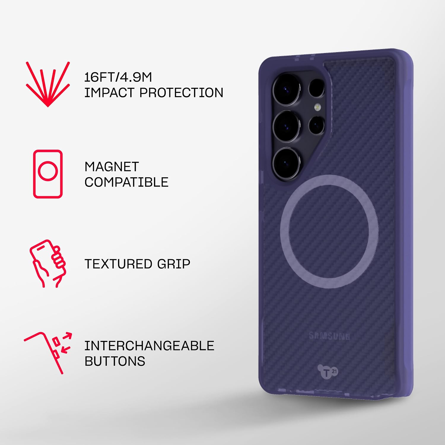 Tech21 EvoArmor case for Samsung Galaxy S25 Ultra - with Magnets - Military Grade Protection - Purple