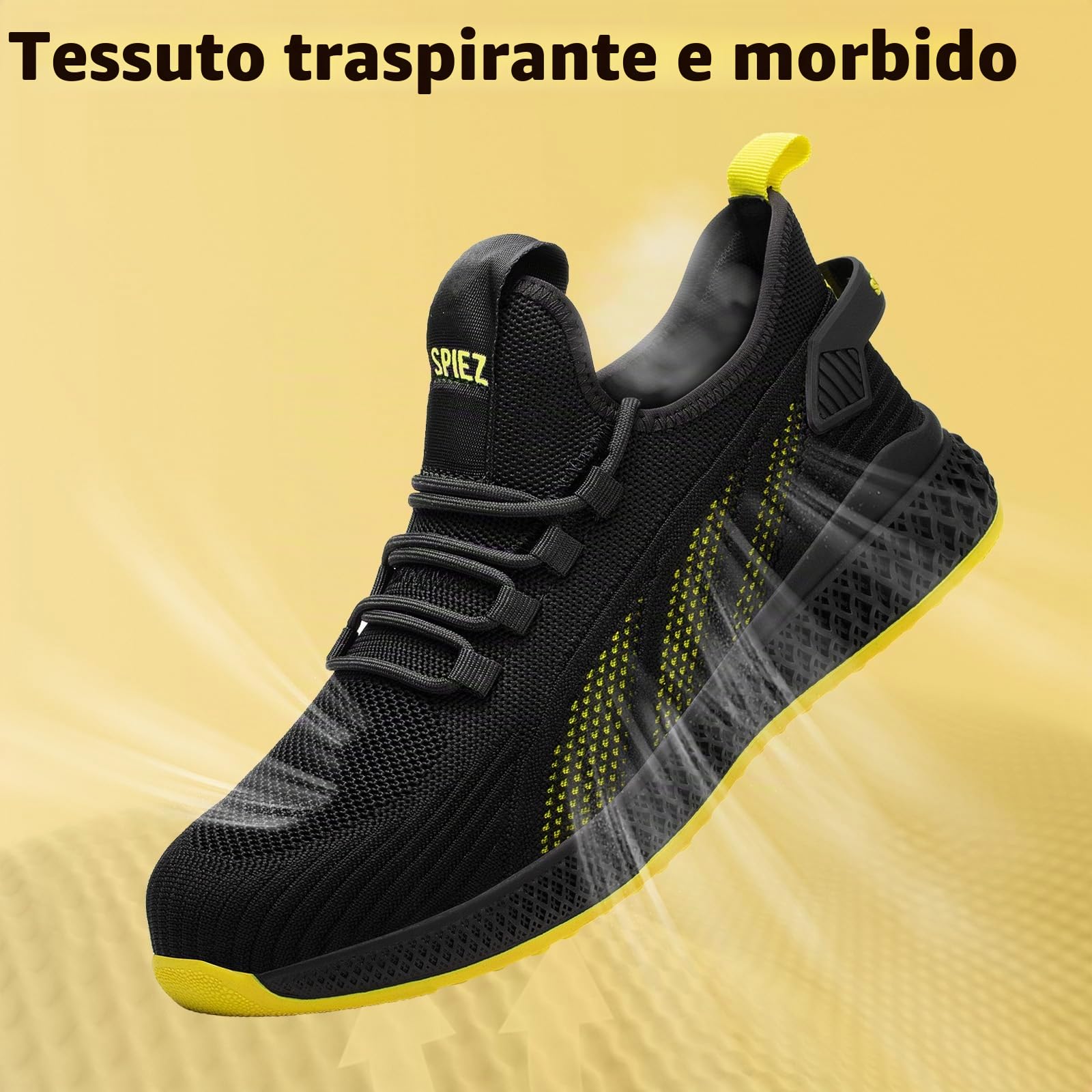 SPIEZ Scarpe Antinfortunistiche Unisex con Puntale Composito, Leggero Scarpe da Lavoro Antiforatura per Uomo e Donna, Comode Sneakers alla Moda da Lavoro e da Indossare Quotidiana