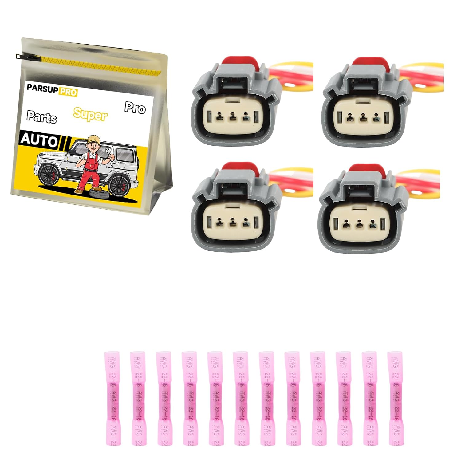 4PCS 3-Way/Pin Ignition Coil Connector Sensor Socket Repair Wiring Harness Auto Waterproof Plug Pigtail for Ford for Lincoln Replace WPT-1284