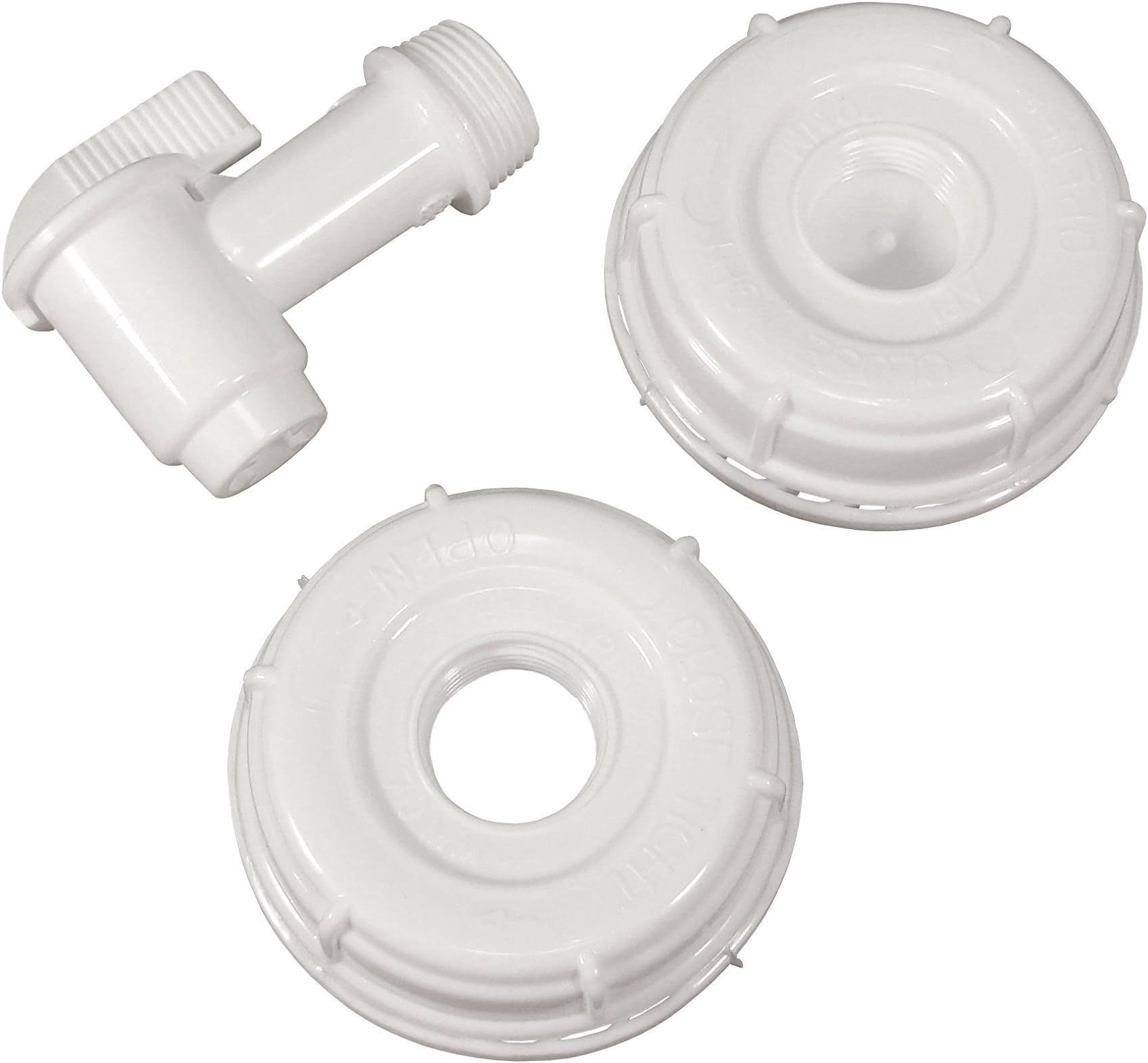 API Kirk Samson Stackers (ONLY) Accessory Kit for 5 and 6 Gallon - (1) 3/4" NPT Spigot and (2) 70mm gasketed caps (one pre-Perforated for use with Spigot)
