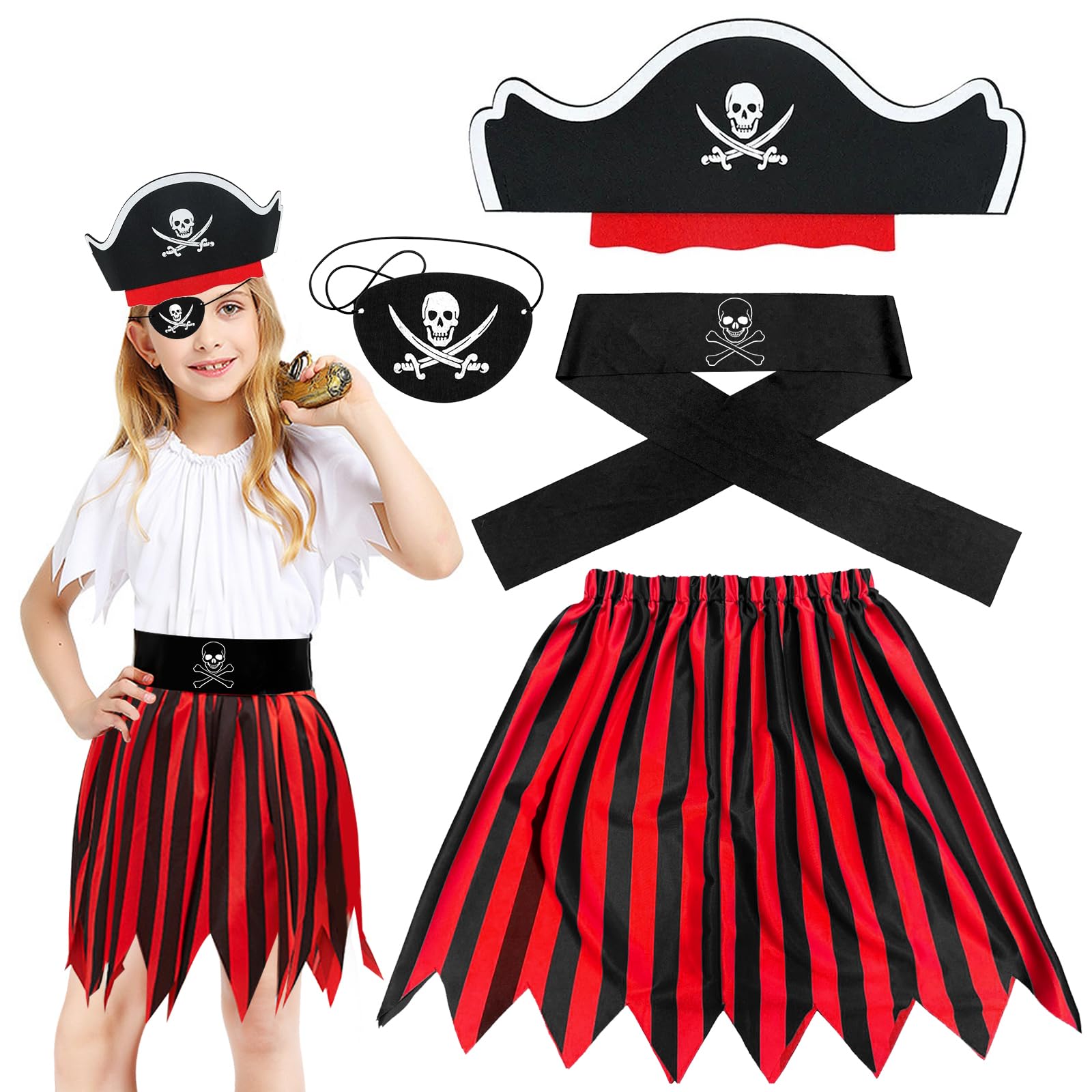 Cosysparks Kids Pirate Costume for Girls 4-8 Years Old