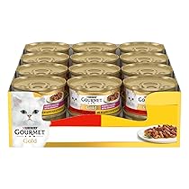 GOURMET Gold Doppio Piacere – Cibo Umido Gatto Adulto, Bocconcini con Manzo e Pollo. 24 Lattine da 85 g