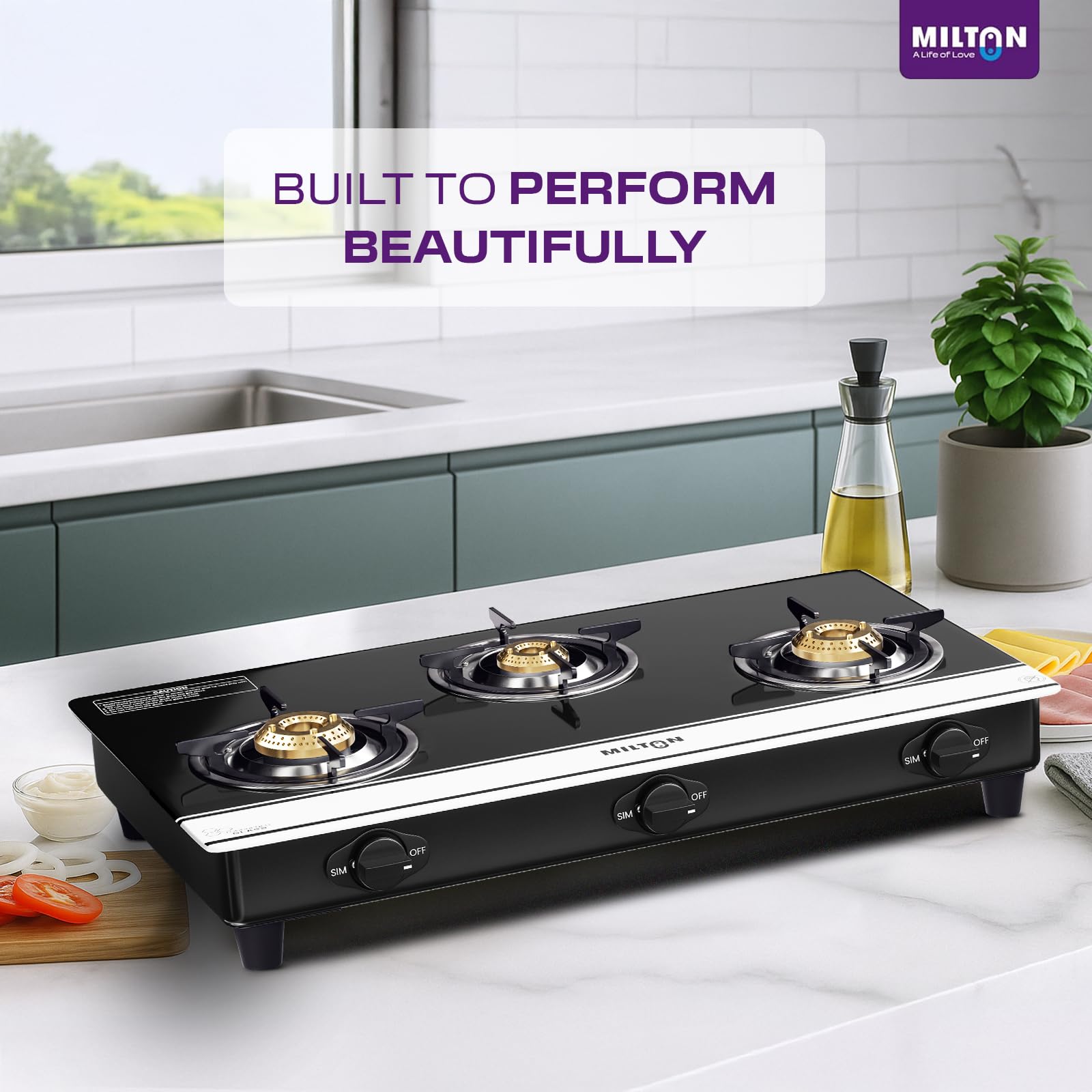 Milton Ignis Pro 3 Burner Gas Stove - Auto Ignition -3 Milton Ignis Pro 3 Burner Gas Stove - Auto Ignition -3