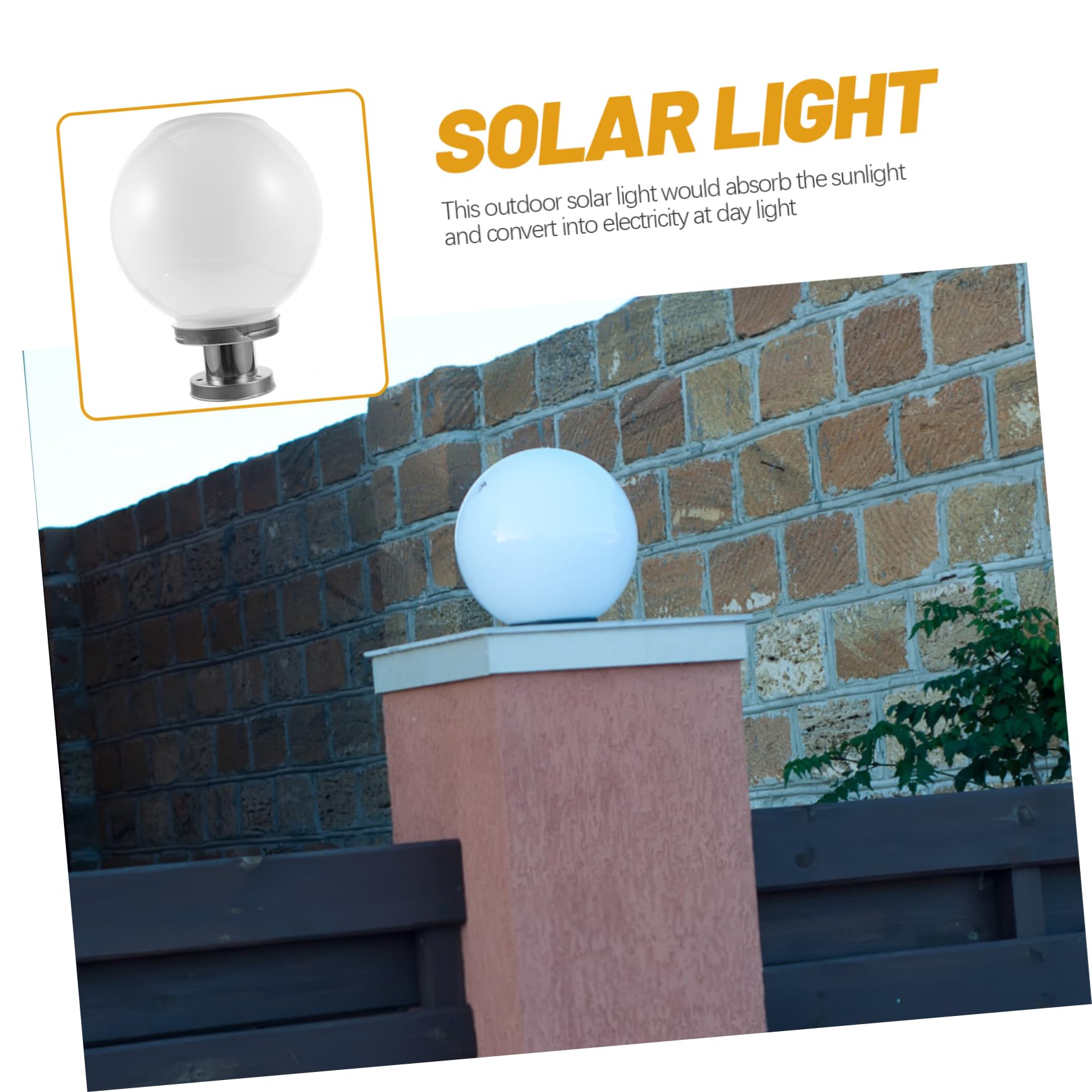 NUOBESTY Lampada Solare da Esterno a Sfera Bianca per Palo, Plastica