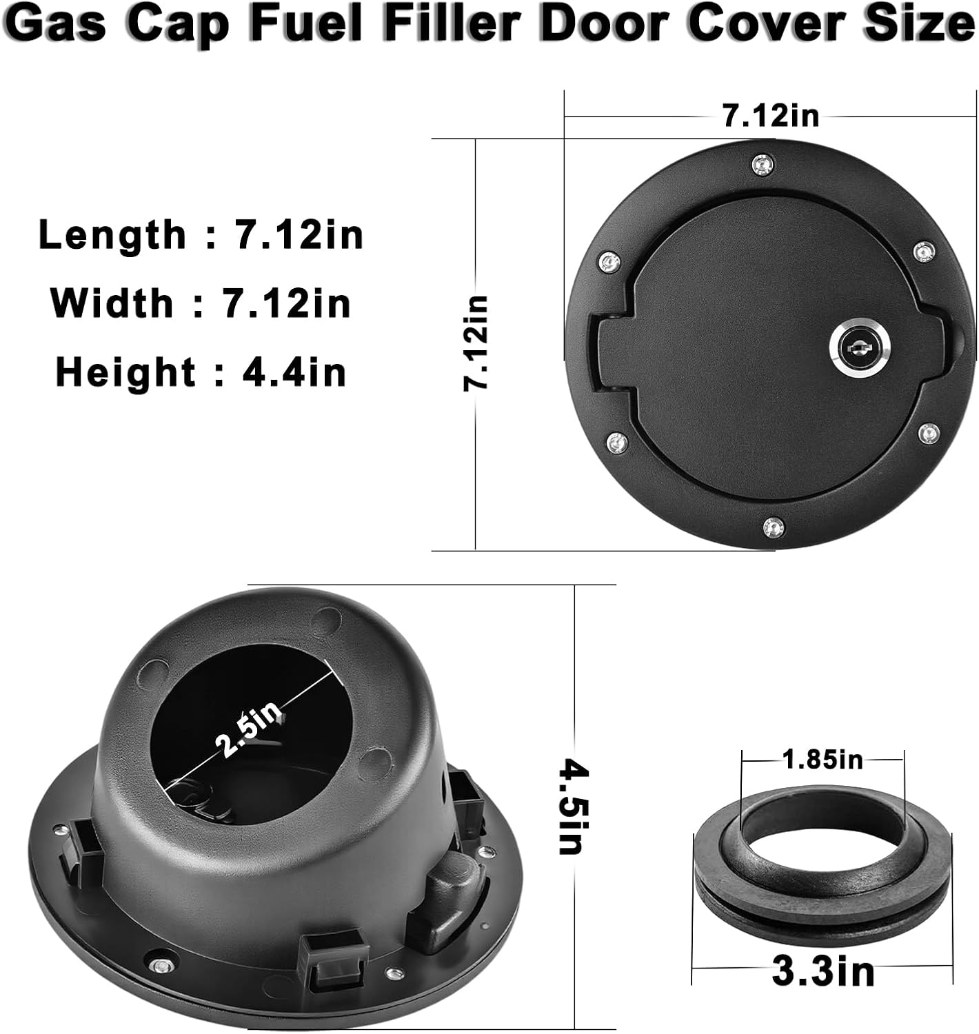MuHize Gas Cap Cap for2018-2025 Jeep Wrangler JL JLU 4xe 2 and 4 Door, Aluminum, with Lock