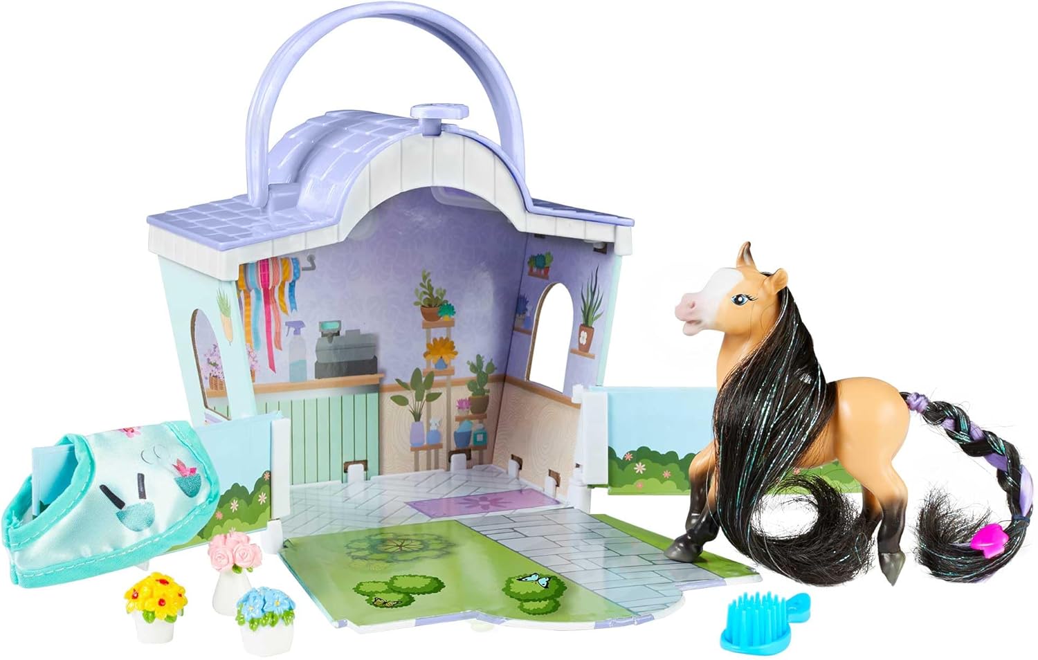 Breyer Mane Beauty |Li'l Beauties Flower Shop Playset | Brushable Mane and Tail | Model B-MB-10426