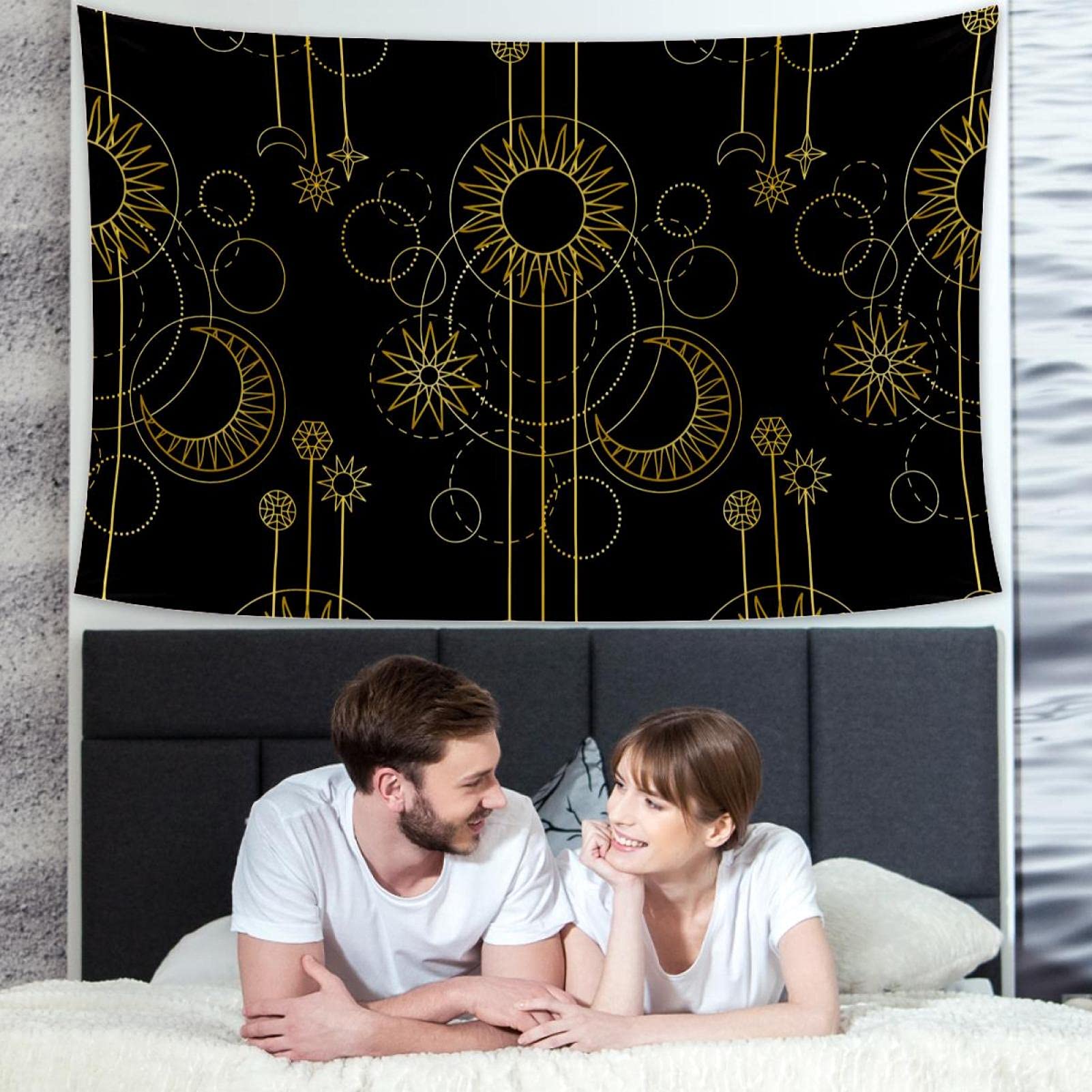 Arazzo Da Parete Extra Large Bianco E Nero Con Frasi Motivazionali, 150x130 Cm, In Poliestere, Perfetto Per Camera Da Letto O Aula