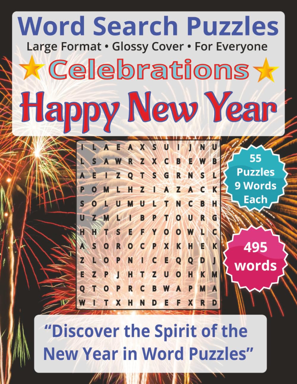 Happy New Year - Word Search Puzzles: Screen-Free! Challenging Brain Activity for All Ages (Word Search Celebrations)