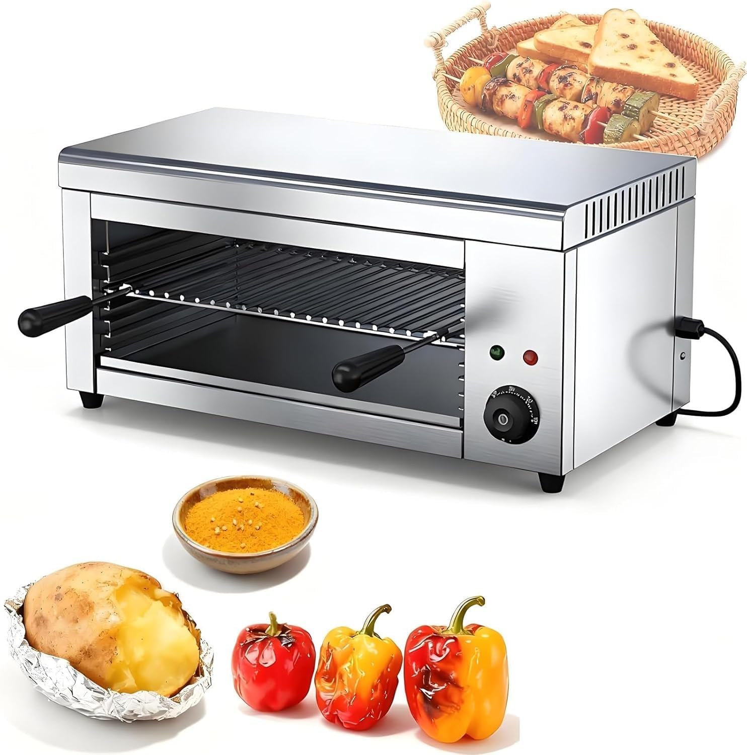 2000 W Electric Salamander, Commercial Snacker Salamander, Adjustable Temperature Plate 50-300 °C, for Barbecue