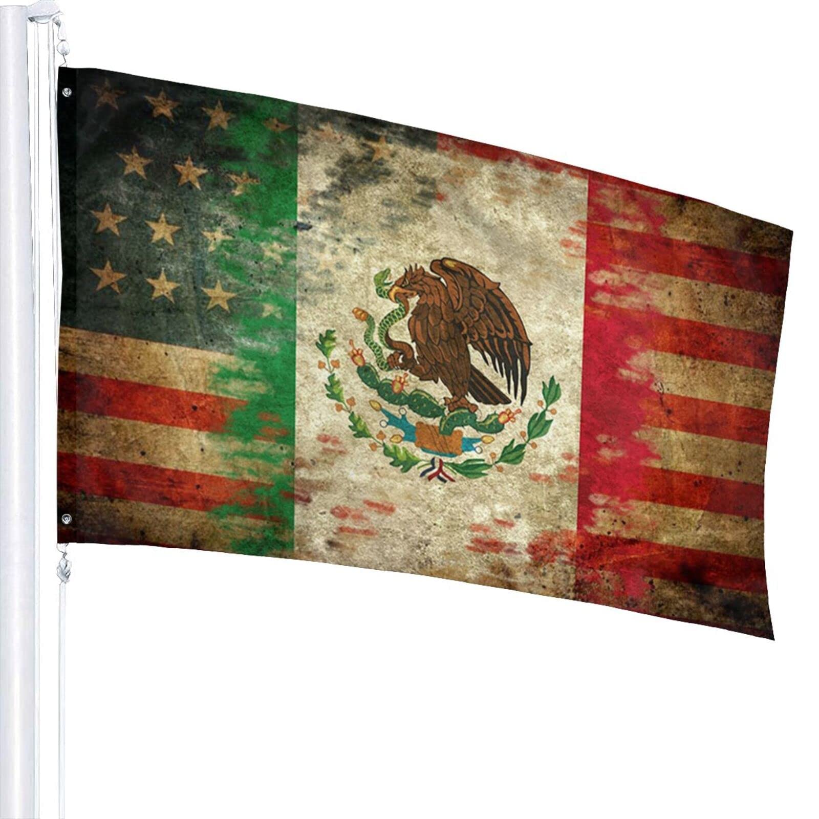 Mexico Usa Friendship Flag Retro Flag 3x5 Foot Outdoor Flag Double Sided Print